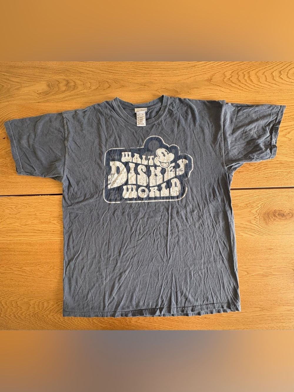 Vintage Walt Disney World Mickey Graphic T Shirt XL Blue Faded Distressed
